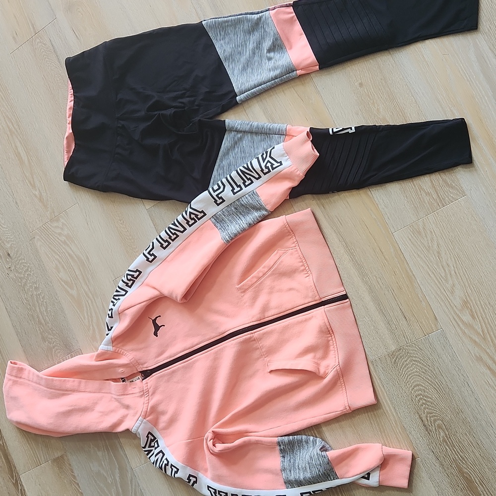 Pink Leggings and Matching Sweatshirt